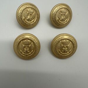 Waterbury Eagle Crest Gold Military Style Button Set Vintage